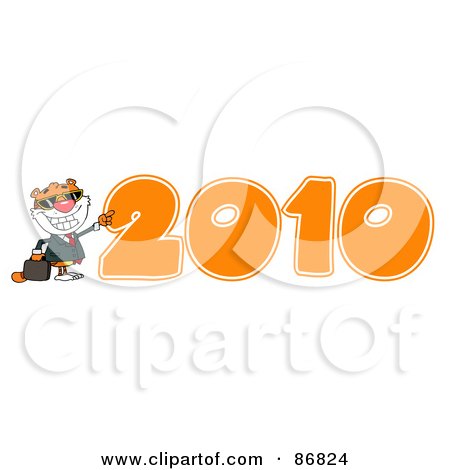Royalty-Free (RF) Clipart Illustration of a Business Tiger Character By An Orange 2010 by Hit Toon