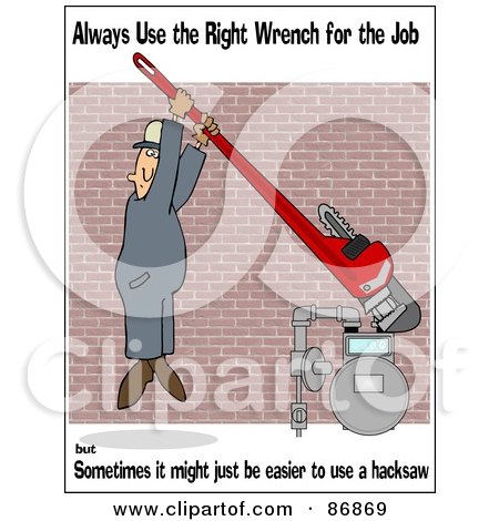 Royalty-Free (RF) Clipart Illustration of a Work Safety Scene Of A Man Tightening A Gas Meter by djart