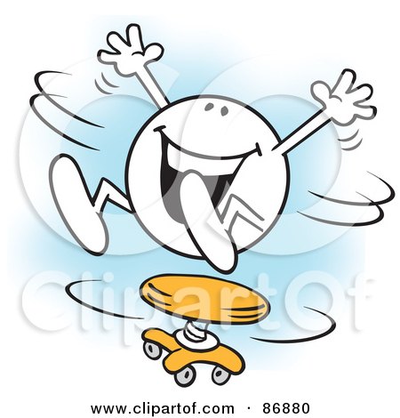 Royalty-Free (RF) Clipart Illustration of a Happy Moodie Character Spinning Around On A Stool by Johnny Sajem