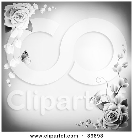 Royalty-Free (RF) Clipart Illustration of a Gray Background With Shaded Rose Corners And Copyspace by MacX