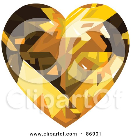 Royalty-Free (RF) Clipart Illustration of an Amber Diamond Heart by Pushkin