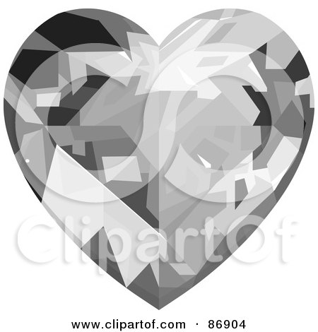 Royalty-Free (RF) Clipart Illustration of a Clear Diamond Heart by Pushkin