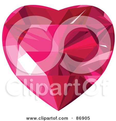 Royalty-Free (RF) Clipart Illustration of a Garnet Faceted Heart - Version 2 by Pushkin