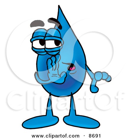 Clipart Picture of a Water Drop Mascot Cartoon Character Whispering and Gossiping by Mascot Junction