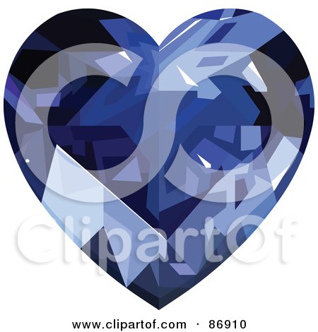 Royalty-Free (RF) Clipart Illustration of a Blue Diamond Heart by Pushkin