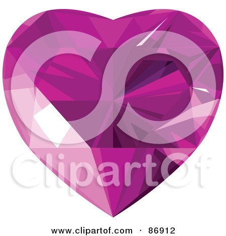 Royalty-Free (RF) Clipart Illustration of a Faceted Purple Amethyst Heart by Pushkin