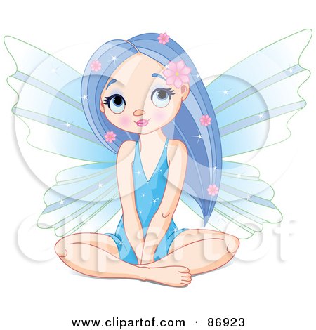 Royalty-Free (RF) Clipart Illustration of a Pretty Purple Haired Fairy Sitting And Thinking by Pushkin