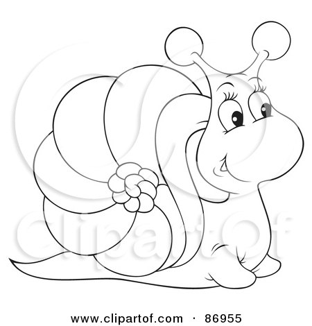 Royalty-Free (RF) Clipart Illustration of an Outlined Cute Snail by Alex Bannykh