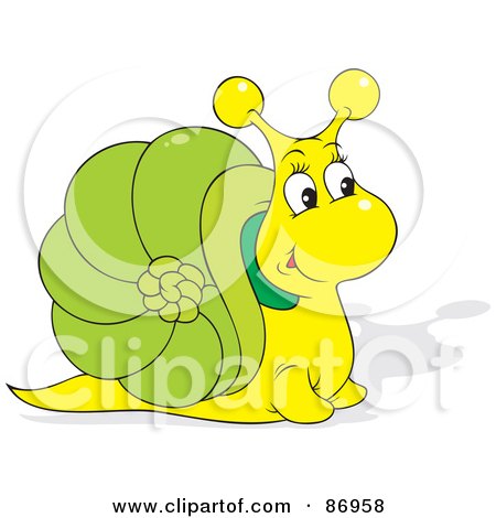Royalty-Free (RF) Clipart Illustration of a Cute Yellow And Green Snail by Alex Bannykh