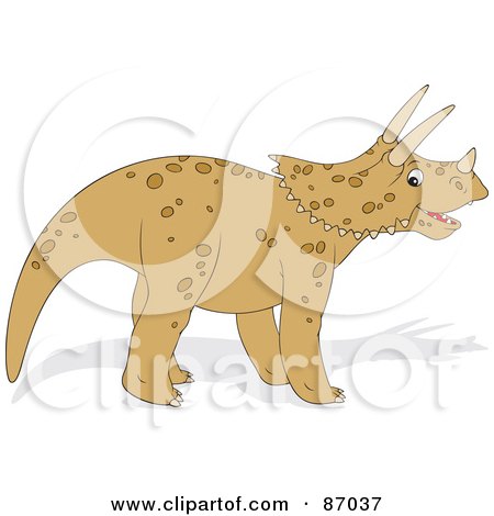Royalty-Free (RF) Clipart Illustration of a Tan Triceratops In Profile by Alex Bannykh
