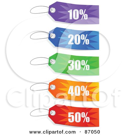 Royalty-Free (RF) Clipart Illustration of a Group Of Colorful Store Discount Sales Tags by Tonis Pan