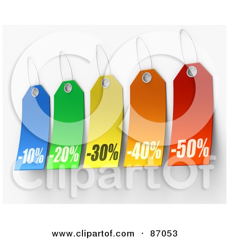 Royalty-Free (RF) Clipart Illustration of a Group Of Colorful Discounted Sales Tags - Version 2 by Tonis Pan