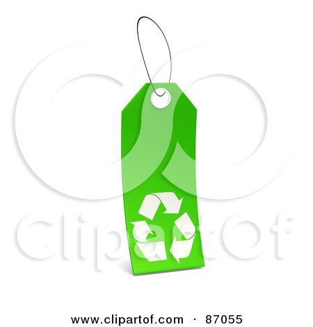 Royalty-Free (RF) Clipart Illustration of a Green And White Blank Recycle Sales Tag - Version 2 by Tonis Pan