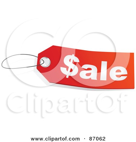 Royalty-Free (RF) Clipart Illustration of a Red And White Sale Store Tag by Tonis Pan