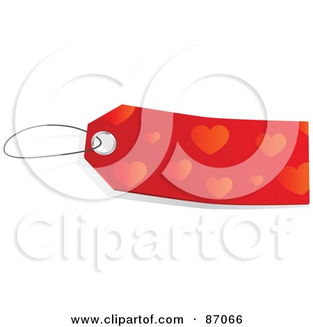 Royalty-Free (RF) Clipart Illustration of a Blank Red Heart Patterned Sales Tag by Tonis Pan