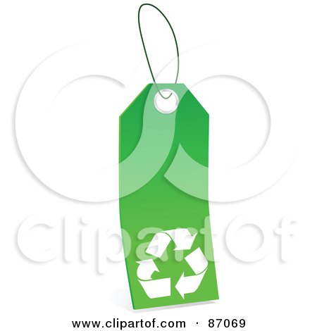 Royalty-Free (RF) Clipart Illustration of a Green And White Blank Recycle Sales Tag - Version 1 by Tonis Pan