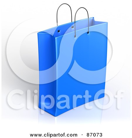 Royalty-Free (RF) Clipart Illustration of a Plain 3d Blue Shopping Or Gift Bag by Tonis Pan