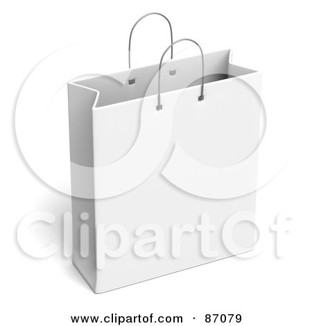 Royalty-Free (RF) Clipart Illustration of a Plain 3d White Shopping Or Gift Bag by Tonis Pan