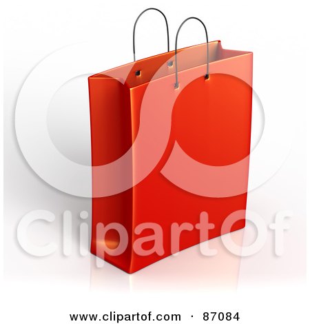 Royalty-Free (RF) Clipart Illustration of a Plain 3d Red Shopping Or Gift Bag by Tonis Pan