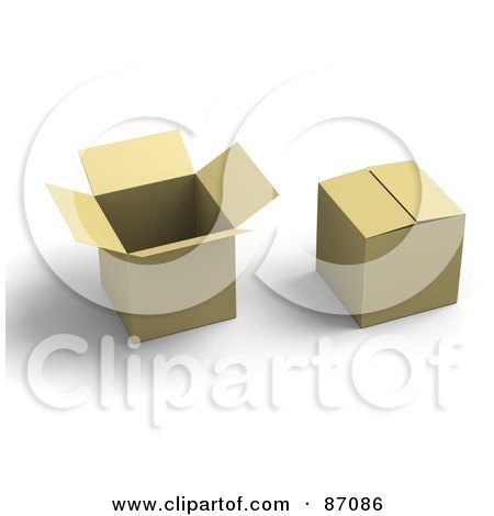 Royalty-Free (RF) Clipart Illustration of Two 3d Cardboard Boxes With Shadows by Tonis Pan