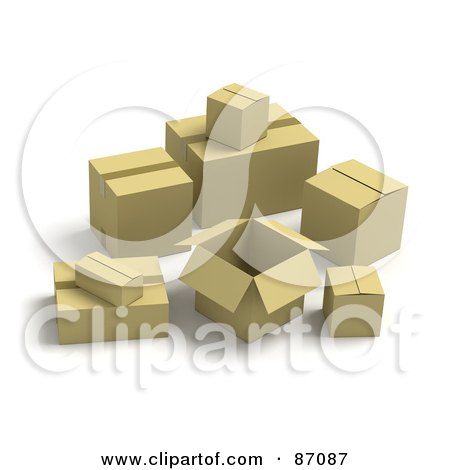 Royalty-Free (RF) Clipart Illustration of a Group Of Various Sized 3d Shipping Boxes by Tonis Pan