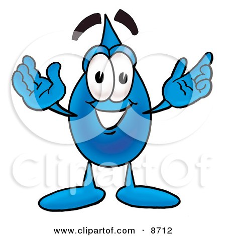 Clipart Picture of a Water Drop Mascot Cartoon Character With Welcoming Open Arms by Toons4Biz