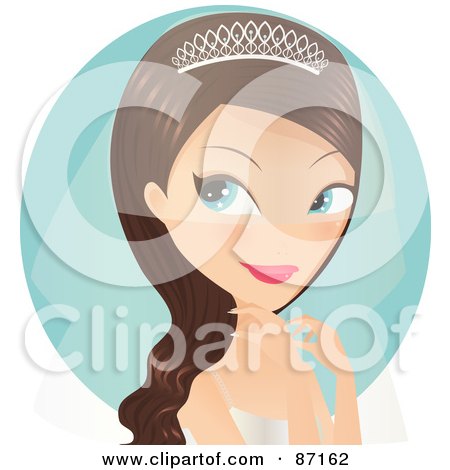 Royalty-Free (RF) Clipart Illustration of a Beautiful Brunette Caucasian Bride Wearing A Veil by Melisende Vector