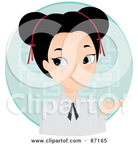 Royalty-Free (RF) Clipart Illustration of a Pretty Asian Girl Gesturing With Her Hand by Melisende Vector