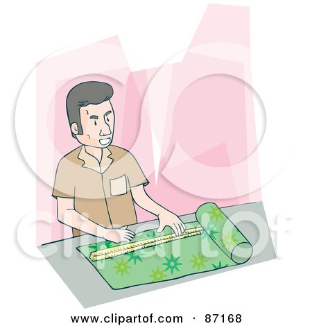 Royalty-Free (RF) Clipart Illustration of a Man Measuring Cloth With A Ruler by Bad Apples