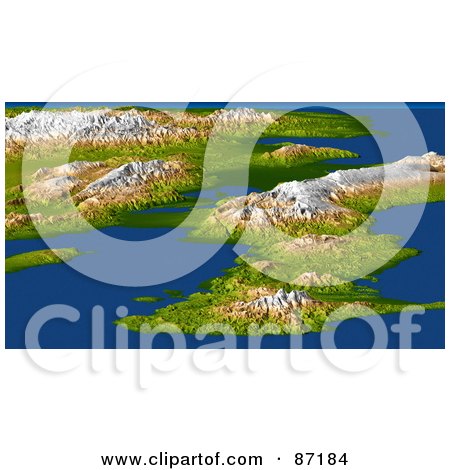 Royalty-Free (RF) Clipart Illustration of a 3d View Of Haiti, Hispaniola, With Port-Au-Prince And The Enriquillo Fault Line by JVPD