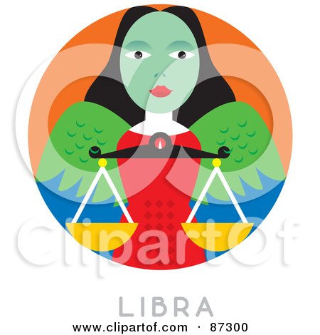 Royalty-Free (RF) Clipart Illustration of a Circular Libra Astrology Scene by Venki Art