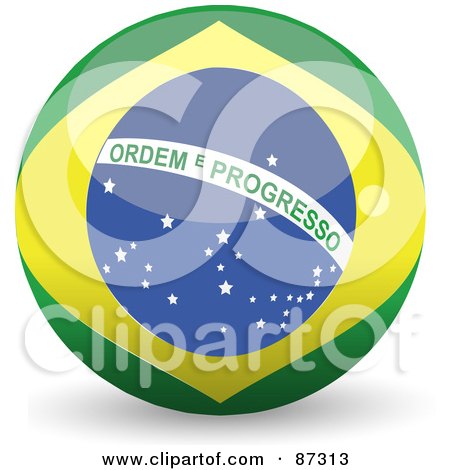 Royalty-Free (RF) Clipart Illustration of a Shiny 3d Brazil Sphere by elaineitalia