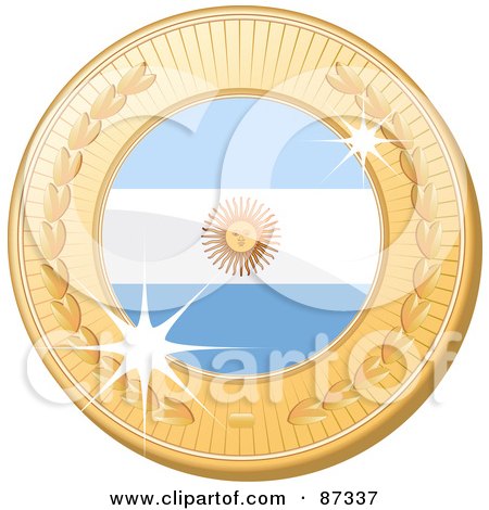 Royalty-Free (RF) Clipart Illustration of a 3d Golden Shiny Argentina Medal by elaineitalia