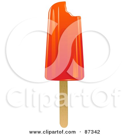 Royalty-Free (RF) Clipart Illustration of an Orange Bitten Ice Pop by elaineitalia