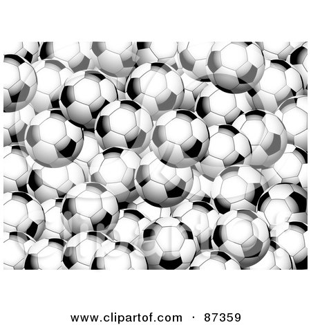 Royalty-Free (RF) Clipart Illustration of a Background Of Shiny Soccer Balls by elaineitalia