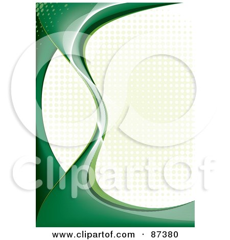 Royalty-Free (RF) Clipart Illustration of an Abstract Green Curve And Halftone Background by MilsiArt