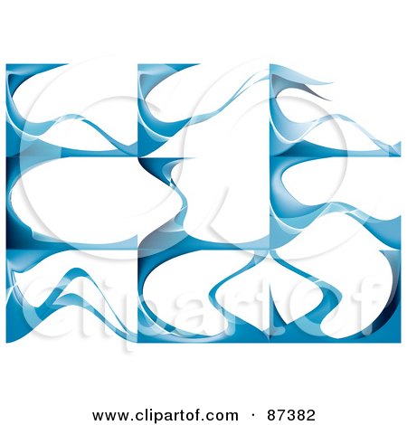 Royalty-Free (RF) Clipart Illustration of a Digital Collage Of Blue Futuristic Curve Backgrounds With Text Space by MilsiArt