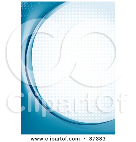 Royalty-Free (RF) Clipart Illustration of an Abstract Blue Curve And Halftone Background by MilsiArt