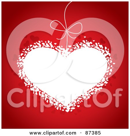Royalty-Free (RF) Clipart Illustration of a White Heart With A String On Red by MilsiArt