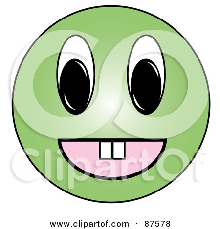 Royalty-Free (RF) Clipart Illustration of a Happy Green Emoticon Face With Teeth by Pams Clipart