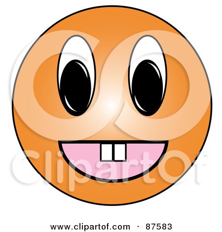 Royalty-Free (RF) Clipart Illustration of a Happy Orange Emoticon Face With Teeth by Pams Clipart