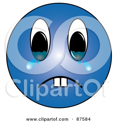 Royalty-Free (RF) Clipart Illustration of a Crying Blue Emoticon Face With Teeth by Pams Clipart
