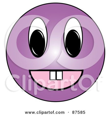 Royalty-Free (RF) Clipart Illustration of a Happy Purple Emoticon Face With Teeth by Pams Clipart
