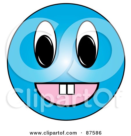 Royalty-Free (RF) Clipart Illustration of a Happy Blue Emoticon Face With Teeth by Pams Clipart