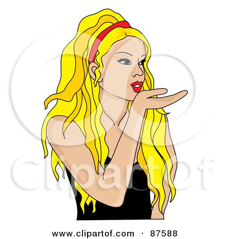 Royalty-Free (RF) Clipart Illustration of a Beautiful Blond Woman Blowing Kisses by Pams Clipart