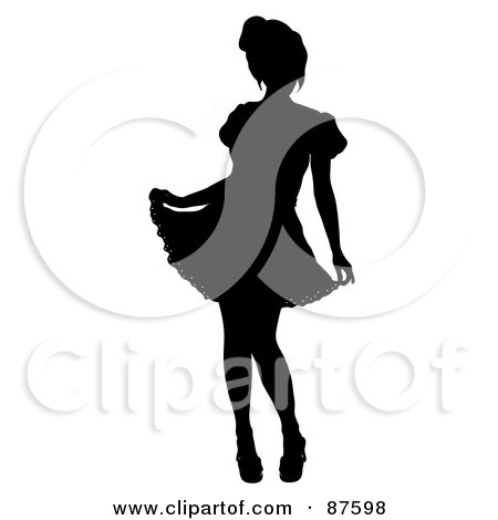 Royalty-Free (RF) Clipart Illustration of a Black French Maid Silhouette by Pams Clipart