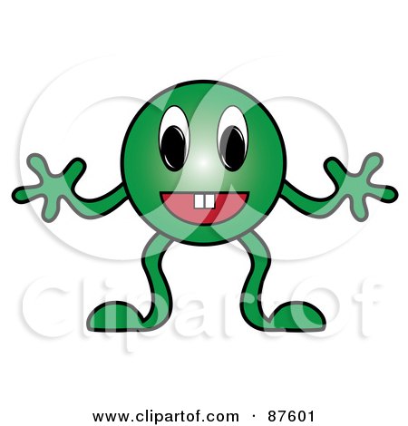 Royalty-Free (RF) Clipart Illustration of a Friendly Green Emoticon Boy by Pams Clipart