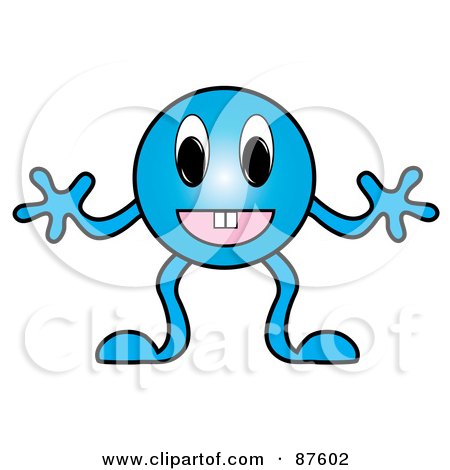 Royalty-Free (RF) Clipart Illustration of a Friendly Blue Emoticon Boy by Pams Clipart