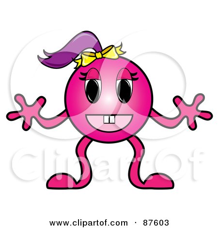 Royalty-Free (RF) Clipart Illustration of a Pink Emoticon Girl by Pams Clipart