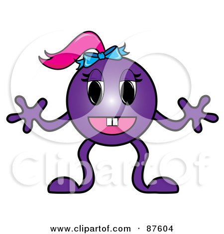 Royalty-Free (RF) Clipart Illustration of a Purple Emoticon Girl by Pams Clipart